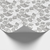 Ginkgo verlasse Wrapping Paper. Schwarz und Weiß Geschenkpapier (Ecke)