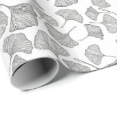 Ginkgo verlasse Wrapping Paper. Schwarz und Weiß Geschenkpapier (Rolleneckpunkt)