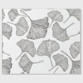 Ginkgo verlasse Wrapping Paper. Schwarz und Weiß Geschenkpapier (Flach)