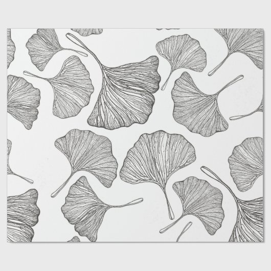 Ginkgo verlasse Wrapping Paper. Schwarz und Weiß Geschenkpapier (Flach)
