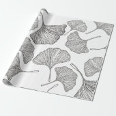 Ginkgo verlasse Wrapping Paper. Schwarz und Weiß Geschenkpapier (Ungerollt)