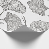 Ginkgo verlasse Wrapping Paper. Schwarz und Weiß Geschenkpapier (Ecke)