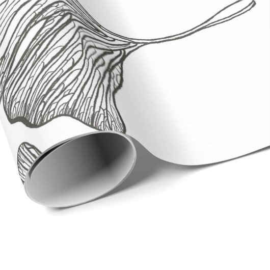 Ginkgo verlasse Wrapping Paper. Schwarz und Weiß Geschenkpapier (Rolleneckpunkt)