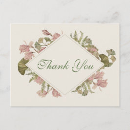 Ginkgo Watercolor Floral Wedding Danke Postkarte