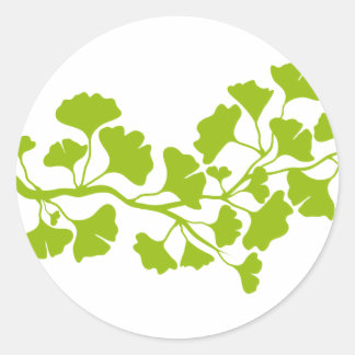 Ginkgobaum-Silhouette mit grünem Blätter Runder Aufkleber
