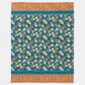 Ginkgos auf Ocean Blue mit Terracotta Blanket Fleecedecke (Vorderseite)