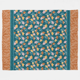Ginkgos auf Ocean Blue mit Terracotta Blanket Fleecedecke