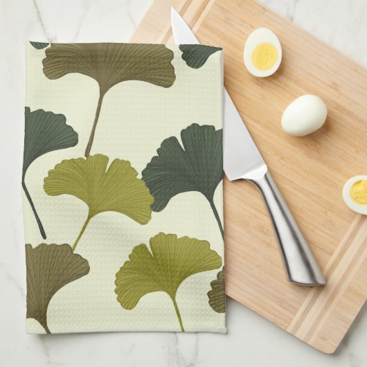 Ginko Bilbao Blätter Geschirrtuch (Viertel Falte)