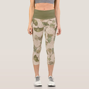 Ginko-Blatt-Muster Capri-Leggings Capri Leggings