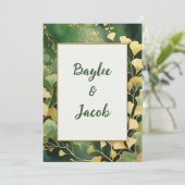 Ginko-Blätter und Einladung zur Hochzeit (Stehend Vorderseite)