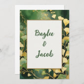 Ginko-Blätter und Einladung zur Hochzeit (Vorne/Hinten)