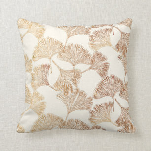 Ginkoblätter gold auf creme toile elfenbein tapete kissen