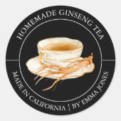 Ginseng Tea Modern Label Runder Aufkleber (Vorderseite)
