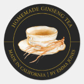 Ginseng Tea Modern Label Runder Aufkleber (Vorderseite)