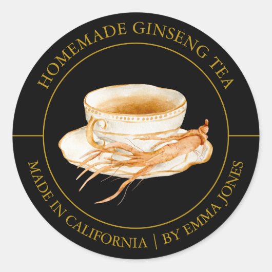 Ginseng Tea Modern Label Runder Aufkleber (Vorderseite)