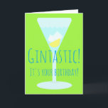 Gintastic Personalisiert Happy Geburtstagsgrüße Karte<br><div class="desc">Gintastisch! Es ist dein Geburtstag. Dies ist eine Happy Birthday Grußkarte für alle,  die Gin trinken,  mit einem zeichn eines Cocktail Glas Gin und Tonic mit Eis und Zitrone. Es ist einfach,  eigene Wörter hineinzufügen. LyricalSixties hat auch eine passende Geburtstagskarte / Abzeichen.</div>
