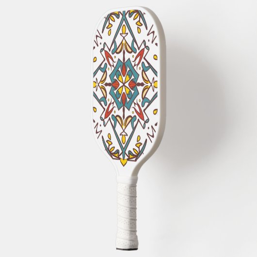 giometrisches Mosaik, Mandala-Muster Pickleball Schläger (Links)