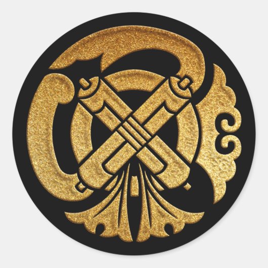 Gion Mamori Kamon im Gold-Siegel Runder Aufkleber (Vorderseite)