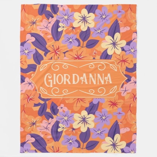 Giordanna Moderne blumenfarbene Blüten Fleecedecke (Vorderseite)