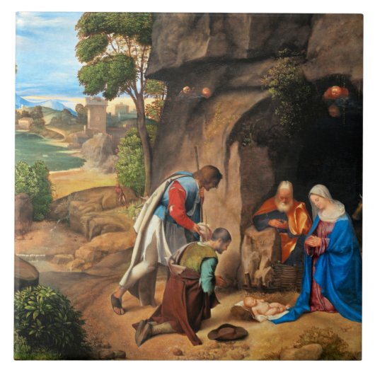 Giorgione - The Adoration of the Shepherds Fliese (Vorderseite)