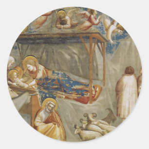 Giotto di Bondone Die Geburt Christi Fine Art Coll Runder Aufkleber