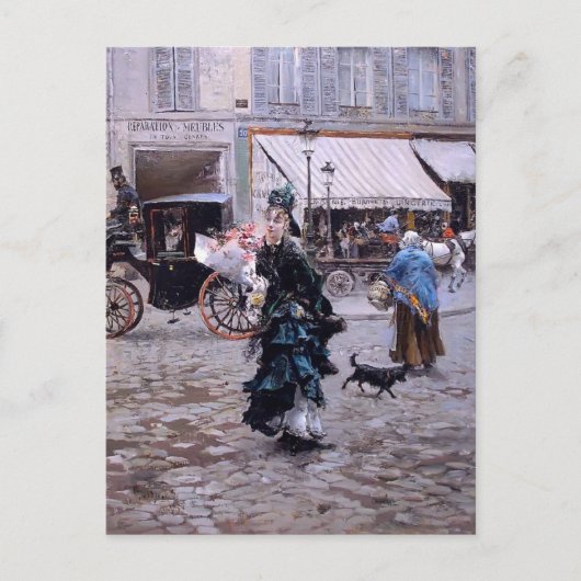 Giovanni Boldini - Kreuzung der Straße Postkarte (Vorderseite)