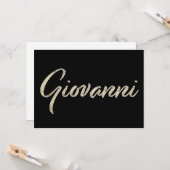 Giovanni Name white gold Handwriting Karte (Vorderseite/Rückseite Beispiel)