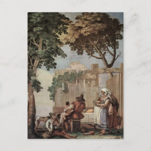 Giovanni Tiepolo: Bauernfamilie am Tisch Postkarte