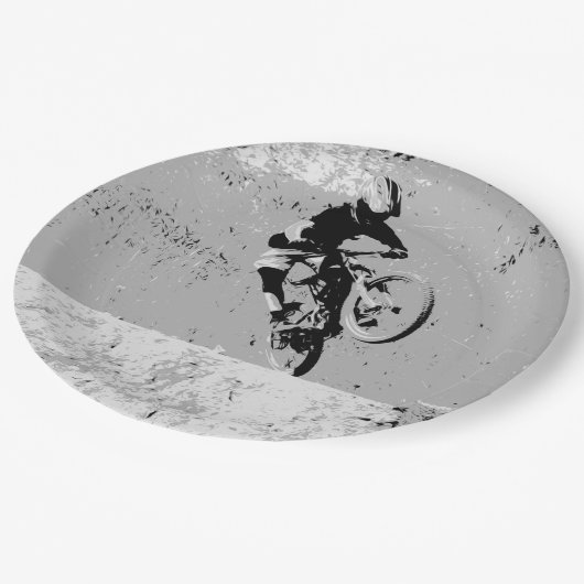 Gipfel des Berges - Mountain Biker Pappteller (Schrägansicht)