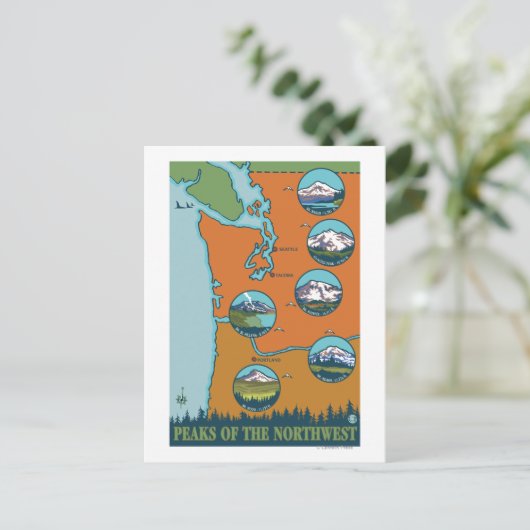 Gipfel des Nordwestens - 5 verschiedene Berge Postkarte (Stehend Vorderseite)