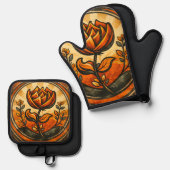 Gipfelblüte ofenhandschuh & Topflappen-Set (Vorderseite/Rückseite)