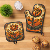 Gipfelblüte ofenhandschuh & Topflappen-Set (Oben Unten)