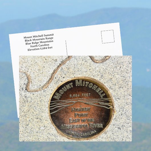 Gipfelmarkierung Mount Mitchell Black Mountains NC Postkarte