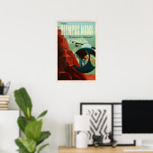 GIPFELTREFFEN OLYMPUS MONS Tour SpaceX Retro Mars Poster (Heimbüro)