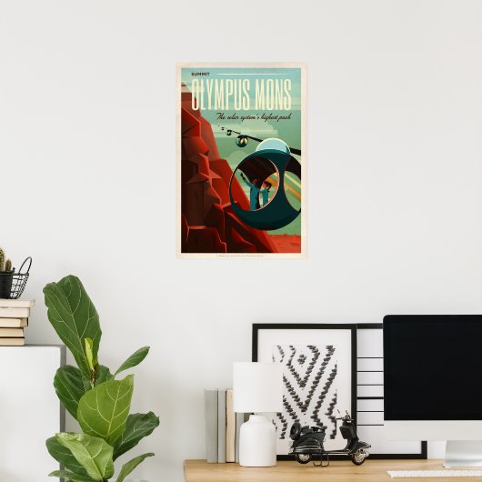 GIPFELTREFFEN OLYMPUS MONS Tour SpaceX Retro Mars Poster (Heimbüro)