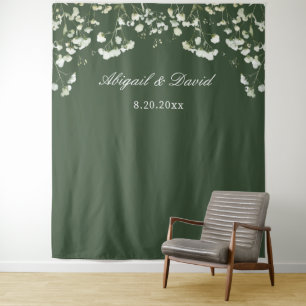 Gipskraut auf der Seite Grünen Hochzeitstag Wandteppich
