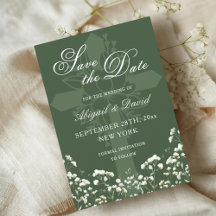Gipskraut auf Sage Green Wedding Save the Date