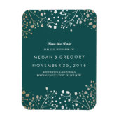 Gipskraut aus aquamarinen und Gold Save the Date Magnet (Vertikal)