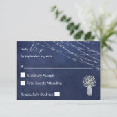 Gipskraut, B Chalk & String Lights on Meal RSVP Karte (Stehend Vorderseite)