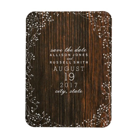 Gipskraut Barn Wood Save the Date Magnet (Vertikal)