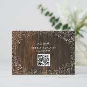 Gipskraut Barnwood Inspiriert QR-Code RSVP Karte (Stehend Vorderseite)