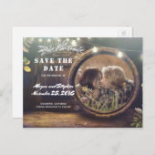 Gipskraut Barrel Rustikales Foto Save the Date Ankündigungspostkarte (Vorne/Hinten)