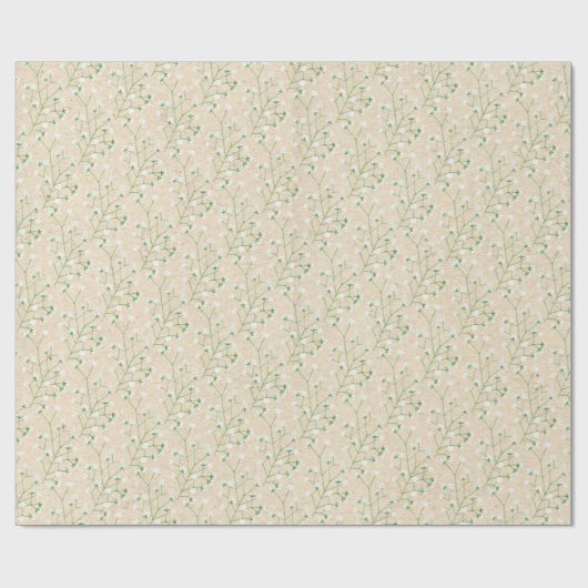 Gipskraut Blume Boho Chic Taufe Hochzeit Geschenkpapier (Flach)