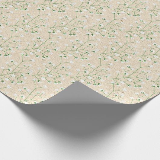 Gipskraut Blume Boho Chic Taufe Hochzeit Geschenkpapier (Ecke)