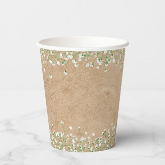 Gipskraut Blume Elegante Rustic Boho Hochzeit Pappbecher (Rückseite)