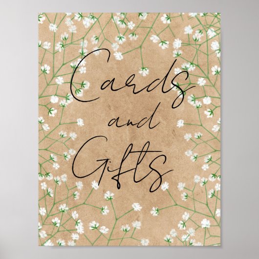 Gipskraut Blume Elegante Rustic Boho Hochzeit Poster (Vorne)
