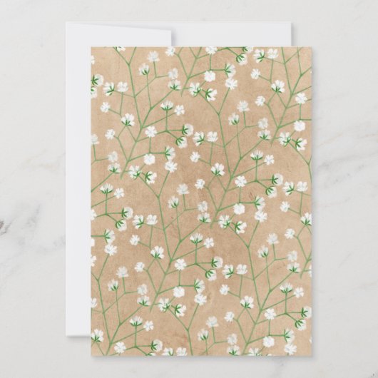 Gipskraut Blume Rustikale Hochzeitssattelkarte Einladung (Rückseite)