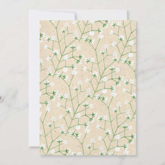 Gipskraut Blume Rustikale Hochzeitssattelkarte Einladung (Rückseite)