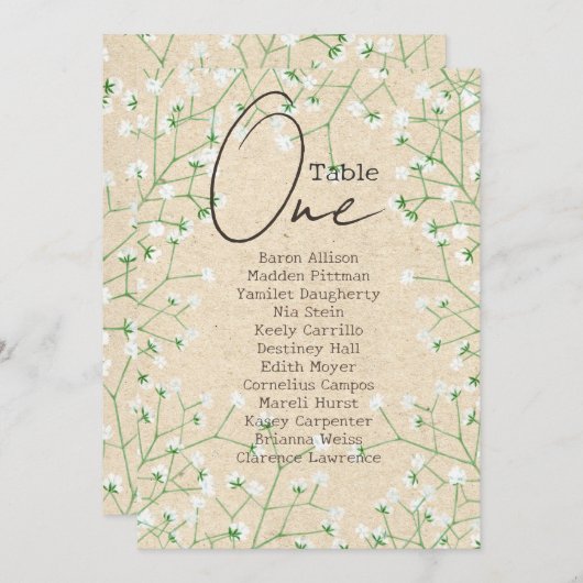 Gipskraut Blume Rustikale Hochzeitssattelkarte Einladung (Vorne/Hinten)