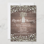 Gipskraut Blume Rustikales Holz Brautparty Einladung (Vorderseite)